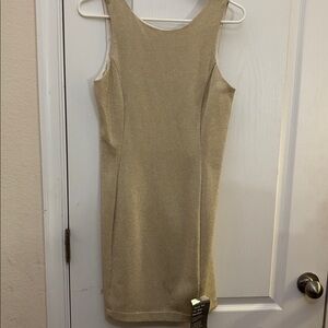 LATE EDITION LTD Gold Sleeveless Straight Knee Cocktail Dress Sz 10 Back Zip NWT